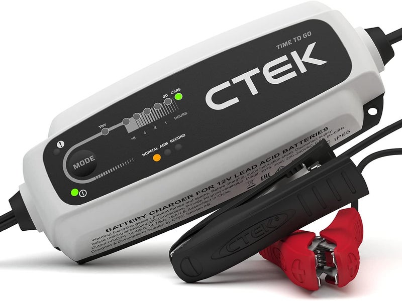 CTEK CT5 Time to Go - Fully Automatic Battery Charger with Countdown Display (Charges, Maintains and Reconditions Car and Motorcycle Batteries) 12 V, 5 Amp - Image 1