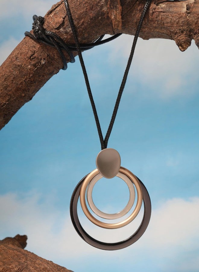 MINACHI Boho Mixed Metal-Tone Triple Hoop Statement Necklace - Image 5