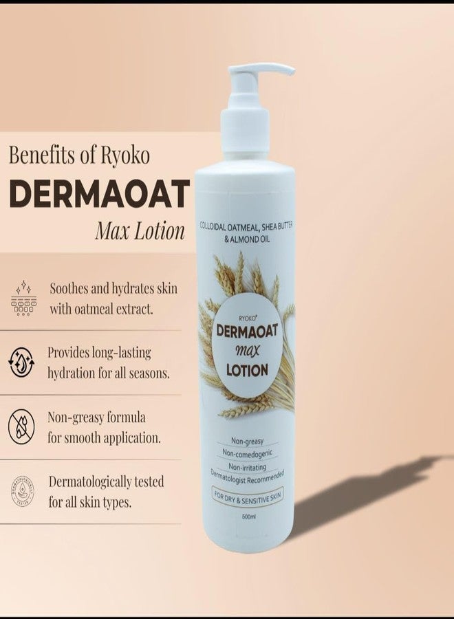 RYOKO Dermaoat Max Body Lotion Enriched with Colloidal Oatmeal, Shea Butter and Almond Oil | Non-greasy Formula for Noraml, Dry and Sensitive Skin (500ml) - Image 5