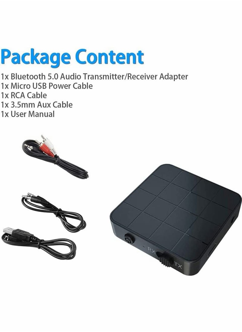 Excefore - Bluetooth 5.0 Audio Transmitter Receiver Adapter, 2-in-1 Wireless 3.5mm Audio Adapter, APTX Low Latency Stereo Audio Adapter for Home Sound System TV PC Tablet Speaker Headphone, 1 Pcs - Image 1