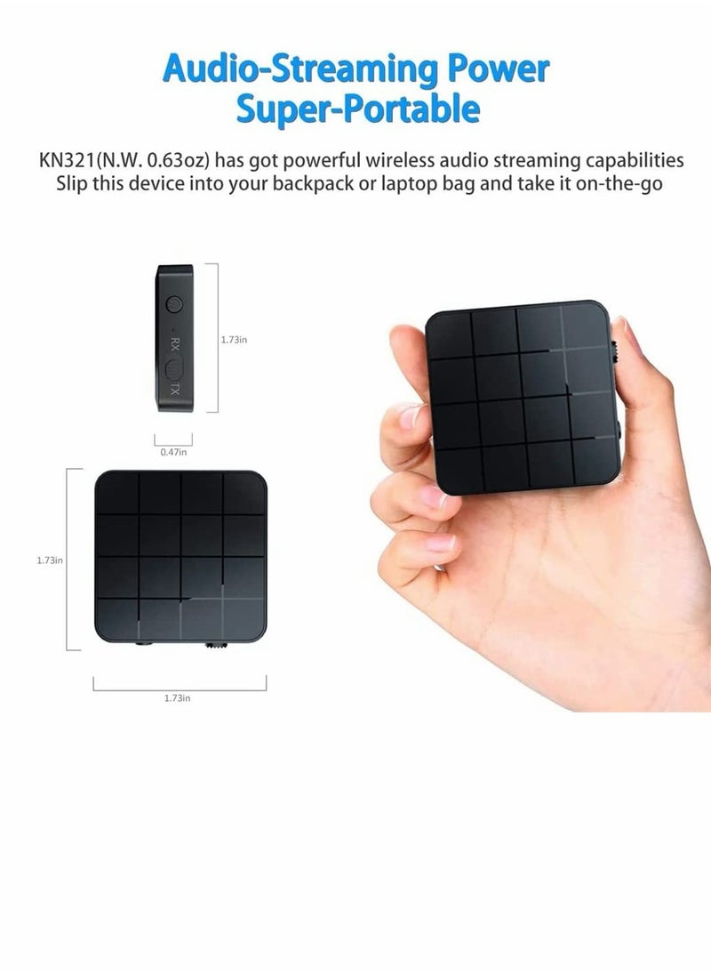 Excefore - Bluetooth 5.0 Audio Transmitter Receiver Adapter, 2-in-1 Wireless 3.5mm Audio Adapter, APTX Low Latency Stereo Audio Adapter for Home Sound System TV PC Tablet Speaker Headphone, 1 Pcs - Image 1