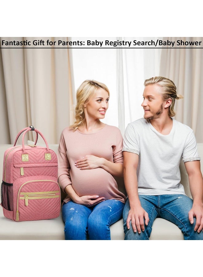 Tenot Baby Diaper Bag Backpack Tote for Women Large Capacity with Insulated Pockets Multifunctional Waterproof Diaper Bags For Baby Girl Boy Mama Maternity Travel Bag Pink - Image 5