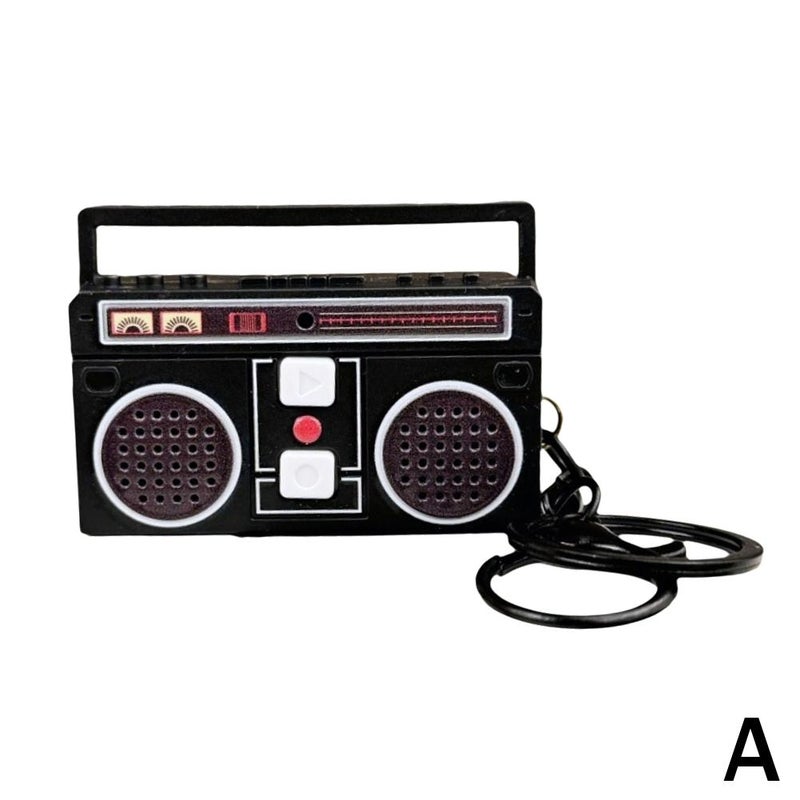 Retro mini vintage classic radio tape recorder fun pendant keychain speaker bag gift