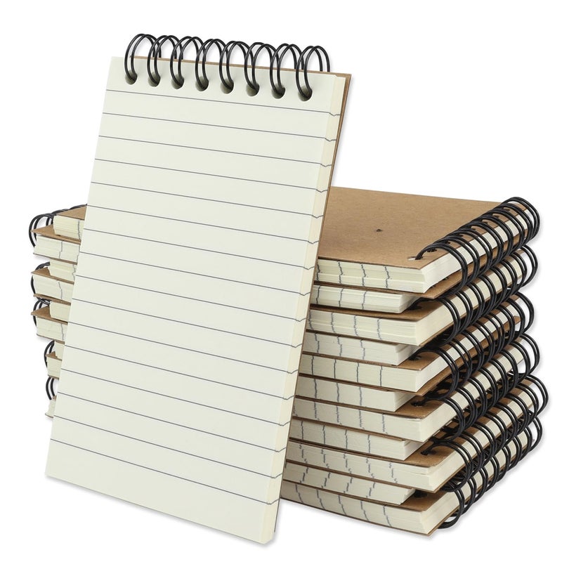 Aacehlh 12 Pack Pocket Notebooks, 3x5 Small Notepads, Mini Spiral Notebooks, 60 Sheets/120 Pages,Lined College Ruled Paper, Memo Pads for Home, Office, School or Travel (Kraft) - Image 5