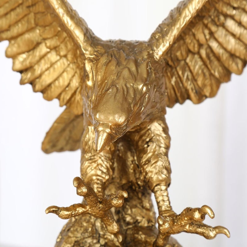 HW Golden Eagle Statue Flying Wild Bird Eagle Decorative Bronze Patina Resin FigurineM - Image 4