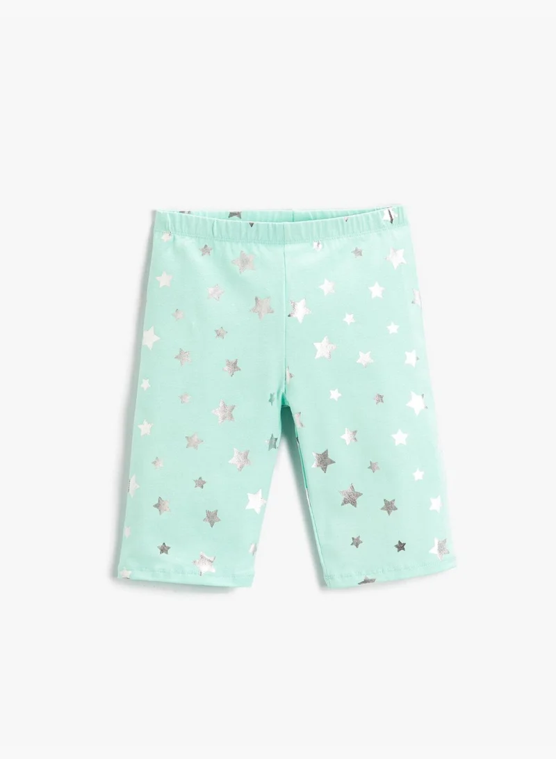 KOTON Star Printed Short Leggings Cotton