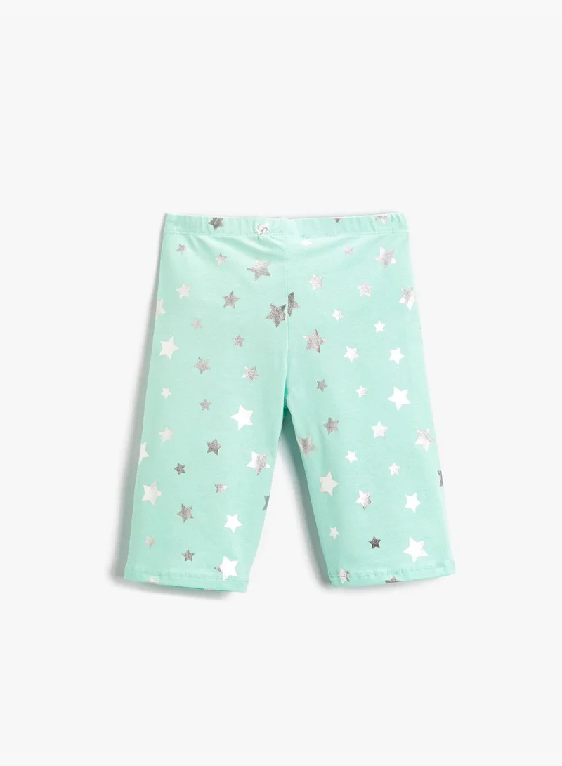 KOTON Star Printed Short Leggings Cotton