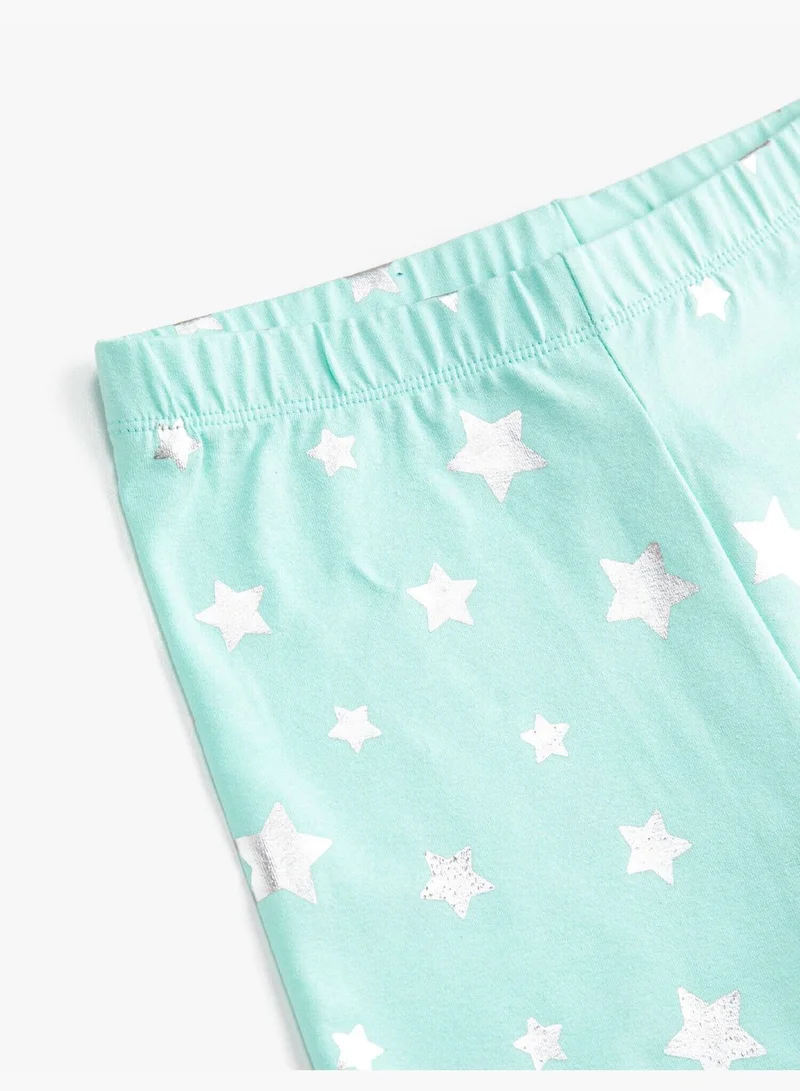 KOTON Star Printed Short Leggings Cotton