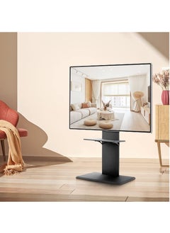 FlashHawk TV Floor Stand, Wooden TV Stand Mount with Shelf and Wheels for 32 - 65 inches, VESA 400x400mm, Max.Load Bearing 45KG - Black  - Image 1