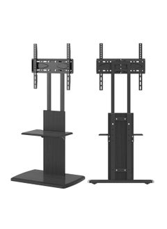 FlashHawk TV Floor Stand, Wooden TV Stand Mount with Shelf and Wheels for 32 - 65 inches, VESA 400x400mm, Max.Load Bearing 45KG - Black  - Image 2