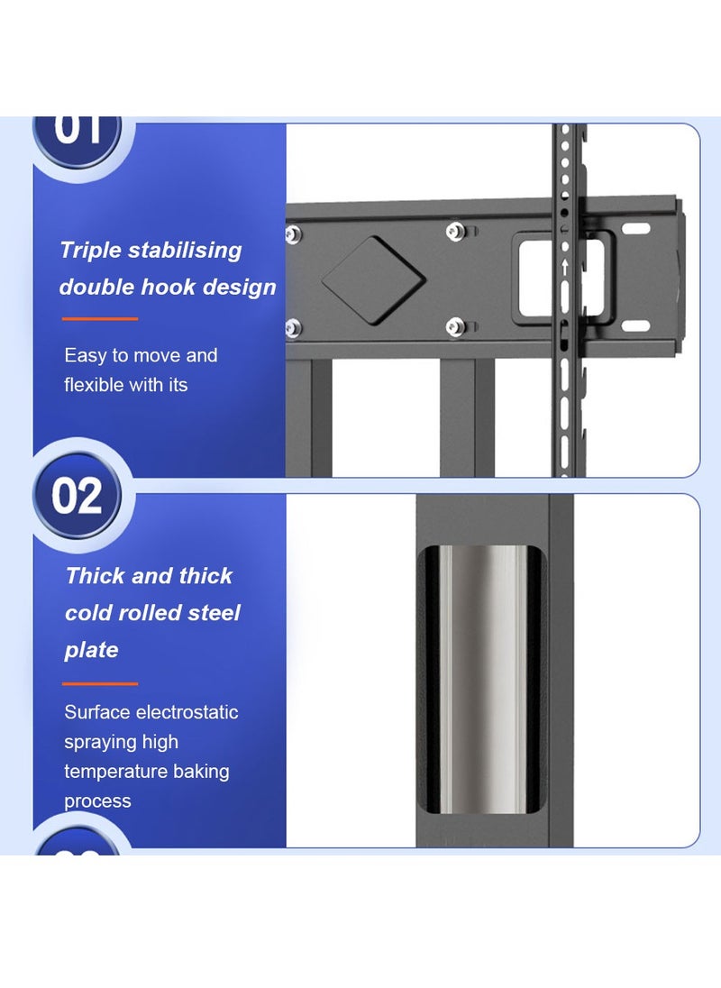 FlashHawk - TV Floor Stand, Wooden TV Stand Mount with Shelf and Wheels for 32 - 65 inches, VESA 400x400mm, Max.Load Bearing 45KG - Black - Image 1