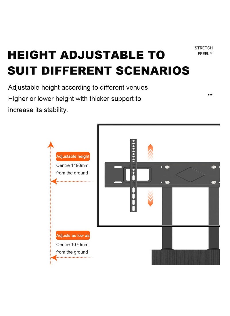 FlashHawk - TV Floor Stand, Wooden TV Stand Mount with Shelf and Wheels for 32 - 65 inches, VESA 400x400mm, Max.Load Bearing 45KG - Black - Image 1