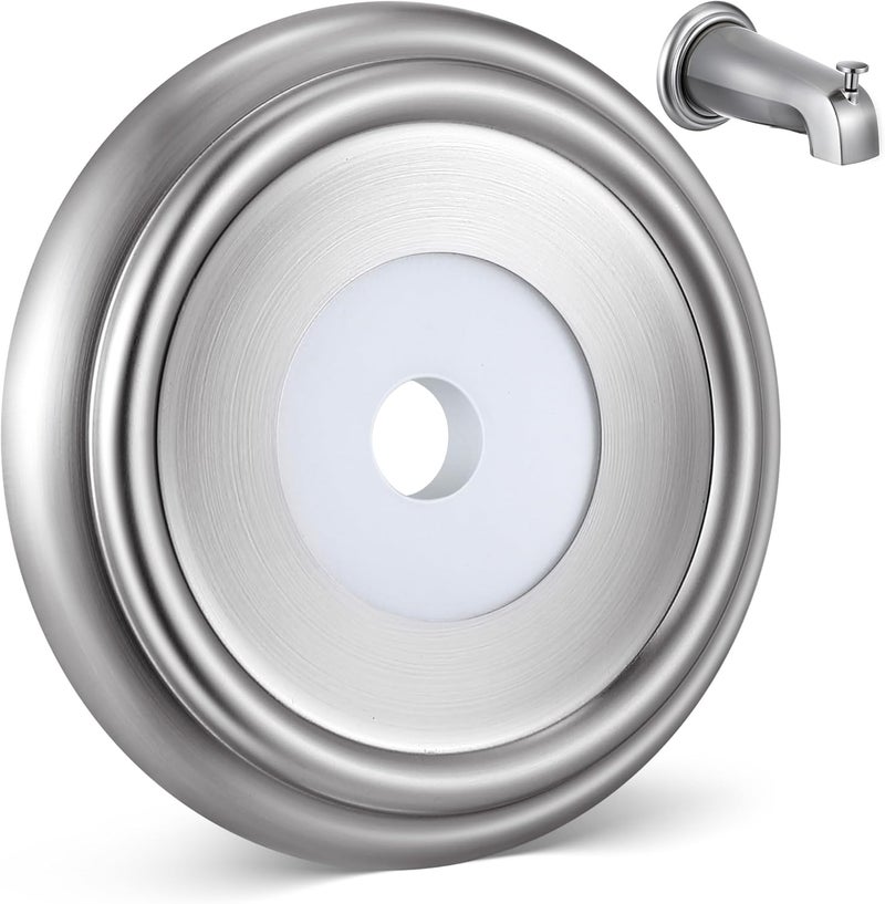 Dreyoo Metal Tub Spout Cover Ring, Bathtub Spout Trim Plate Ring with 1 Pcs Foam Gasket, 1-1/2 Inch ID and 3-5/8 Inch OD(Brushed Nickel) - Image 1