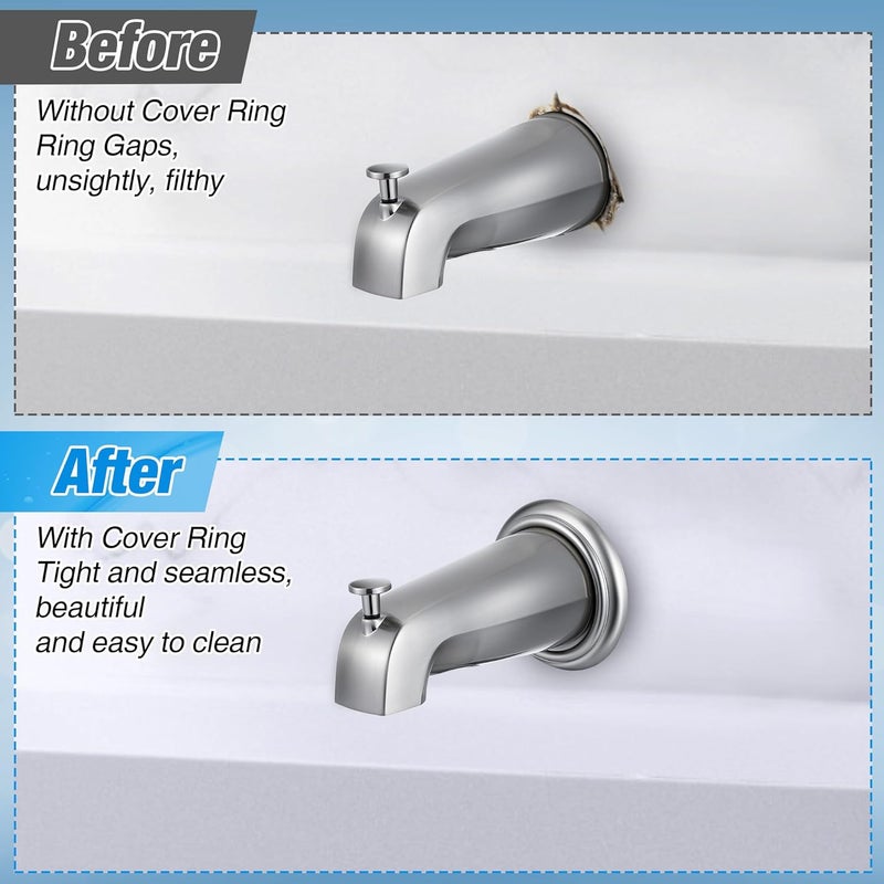 Dreyoo Metal Tub Spout Cover Ring, Bathtub Spout Trim Plate Ring with 1 Pcs Foam Gasket, 1-1/2 Inch ID and 3-5/8 Inch OD(Brushed Nickel) - Image 5