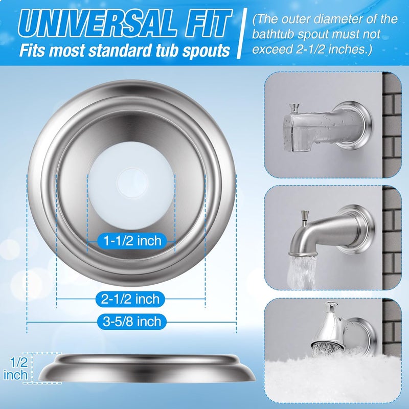 Dreyoo Metal Tub Spout Cover Ring, Bathtub Spout Trim Plate Ring with 1 Pcs Foam Gasket, 1-1/2 Inch ID and 3-5/8 Inch OD(Brushed Nickel) - Image 3
