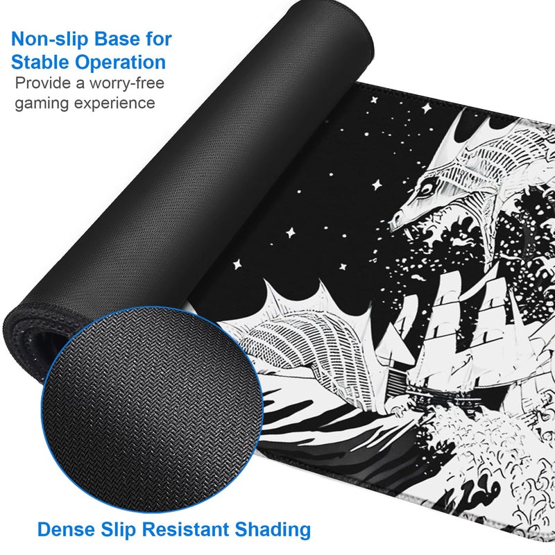 Naukay Gaming Mouse Pad, 31.5x15.7 inch Large Extended Computer Keyboard Mouse Mat, Water Resist Non-Slip Mousepad Rubber Base Long XXL Desk Mouse Pad for Gaming, Office & Home, Dragon - Image 4