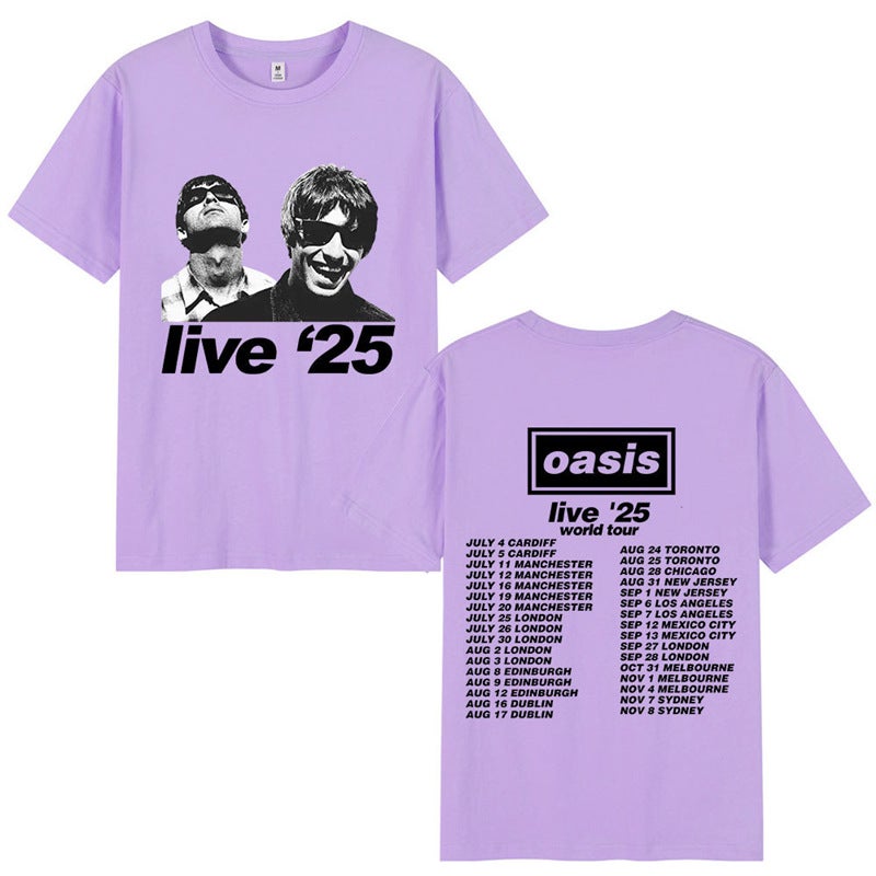 British Rock Band O-Oasis Live 25 Tour T-Shirts Mens Womens C - Image 1