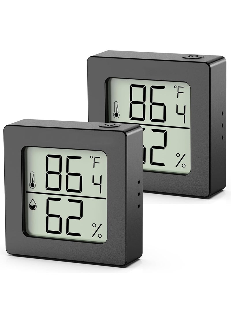 SOLARAE Digital Hygrometer, Thermometer, 2 Pcs Room Thermometer, Indoor Thermometer Humidity, Mini Hygrometer Thermometer, with Temperature and Humidity Monitor, for Greenhouse Cellar (Black) - Image 1