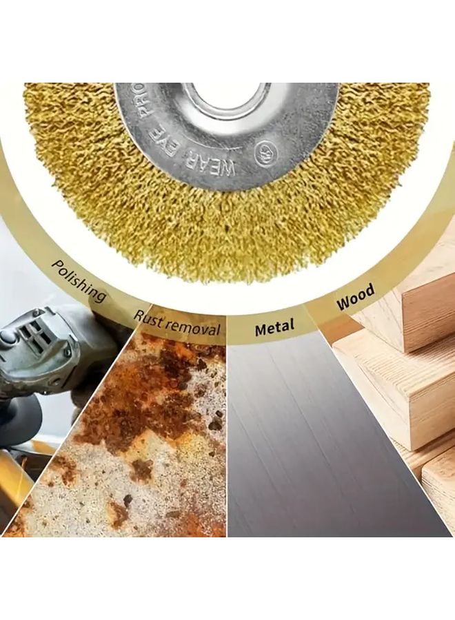 مجموعة فرشاة سلكية مطلية بالنحاس 2 قطعة، رأس دائري ناعم لإزالة الصدأ وإزالة الحواف والتنظيف - Image 4