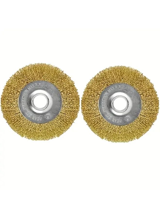 مجموعة فرشاة سلكية مطلية بالنحاس 2 قطعة، رأس دائري ناعم لإزالة الصدأ وإزالة الحواف والتنظيف - Image 1