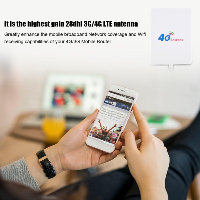 كلاراكو هوائي عالي الكسب 28 ديسيبل لشبكات الجيل الرابع/الثالث LTE، مضخم إشارة شبكة إيثرنت خارجي طويل المدى لجهاز توجيه الهاتف المحمول من هواوي E398/E3276/E392 (TS9 ذكر) - Image 3