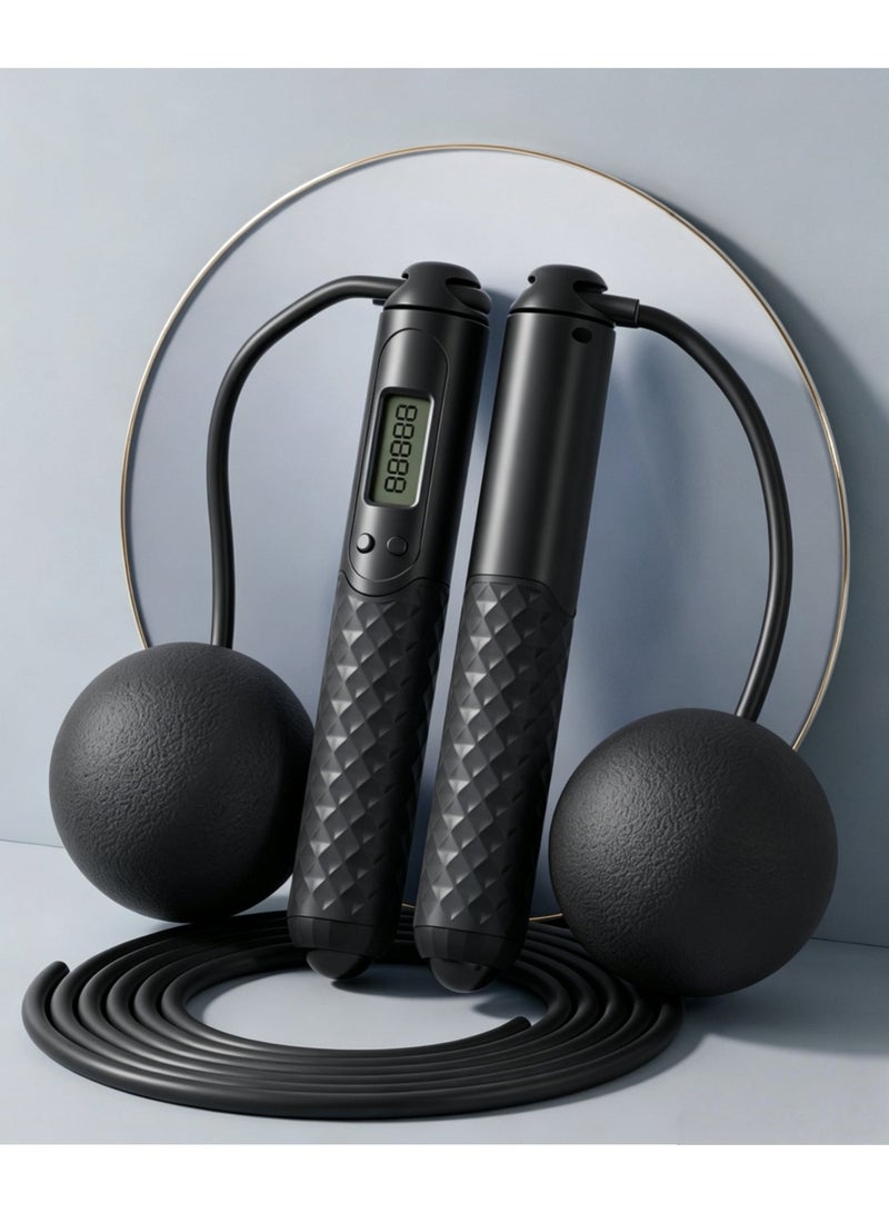 Baraka Smart Weighted Jump Rope – Digital Counter Display – Switch Between Weighted Rope & Cordless Balls – Tangle-Free – Adjustable – For Men, Women & Kids – Black - Image 1