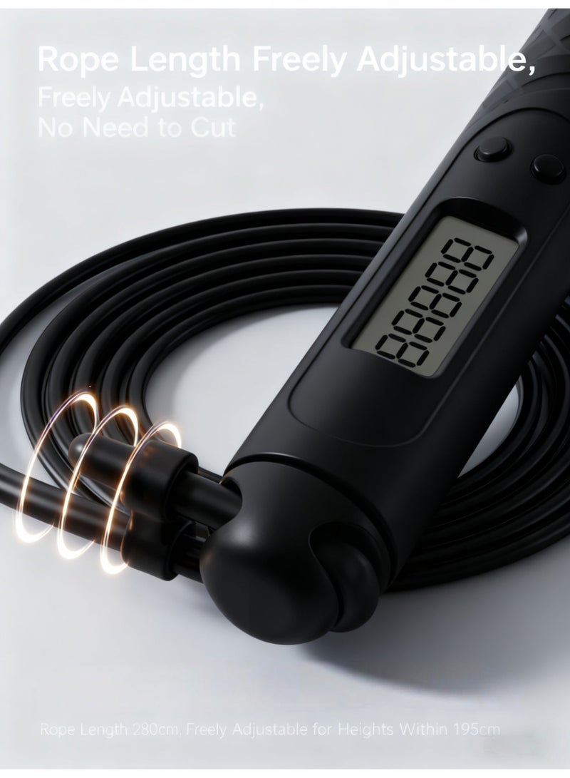 Baraka Smart Weighted Jump Rope – Digital Counter Display – Switch Between Weighted Rope & Cordless Balls – Tangle-Free – Adjustable – For Men, Women & Kids – Black - Image 2