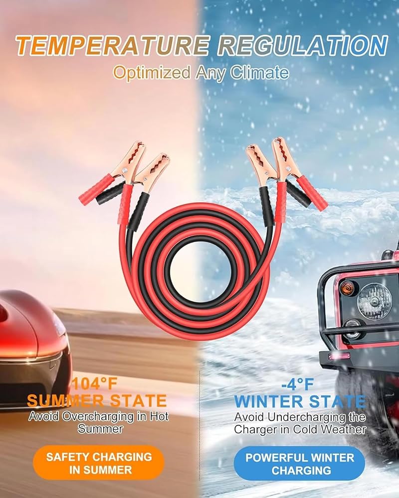 Peziang Heavy Duty Car Battery Jumper Cables, All - Weather PVC - Cased, 4m Lengths 2000A Capacity Jump Leads, Ideal for Emergency Roadside Jump - Image 1