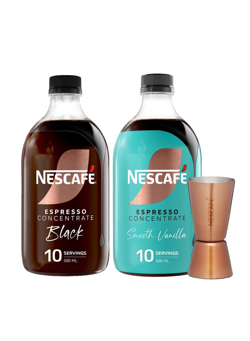 نسكافيه Black Espresso Coffee Concentrate  Plus Smooth Vanilla Espresso Coffee Concentrate With Jigger Cup 500ml Pack of 2 - Image 3