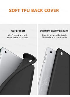 Angmei iPad Air4 case,ipad Air5 case,Tablet protective case, deformable, foldable, drop-proof transparent protective case for 10.9 inch iPad , lightweight, slim and soft TPU back tri-fold smart protective case with automatic sleep/wake, black  - Image 4