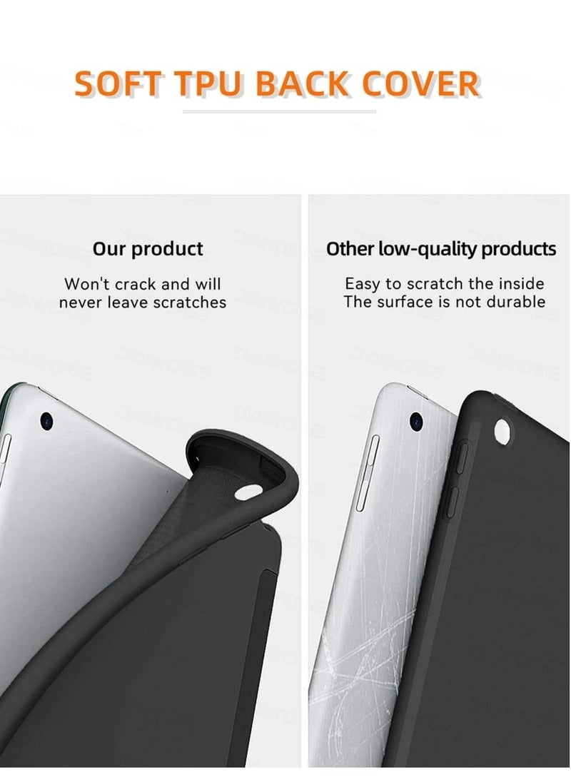 Angmei - iPad Air4 case,ipad Air5 case,Tablet protective case, deformable, foldable, drop-proof transparent protective case for 10.9 inch iPad , lightweight, slim and soft TPU back tri-fold smart protective case with automatic sleep/wake, black - Image 1