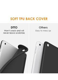 Angmei iPad Air4 case,ipad Air5 case,Tablet protective case, deformable, foldable, drop-proof transparent protective case for 10.9 inch iPad , lightweight, slim and soft TPU back tri-fold smart protective case with automatic sleep/wake, black  - Image 1