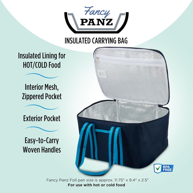Fancy Panz - Navy Blue Insulated Casserole Carrier Bag - Insulated Thermal Bags for Hot & Cold Food Holds 2 Standard Size - 2 Pockets - Food Container - Hosting Essentials - Image 2