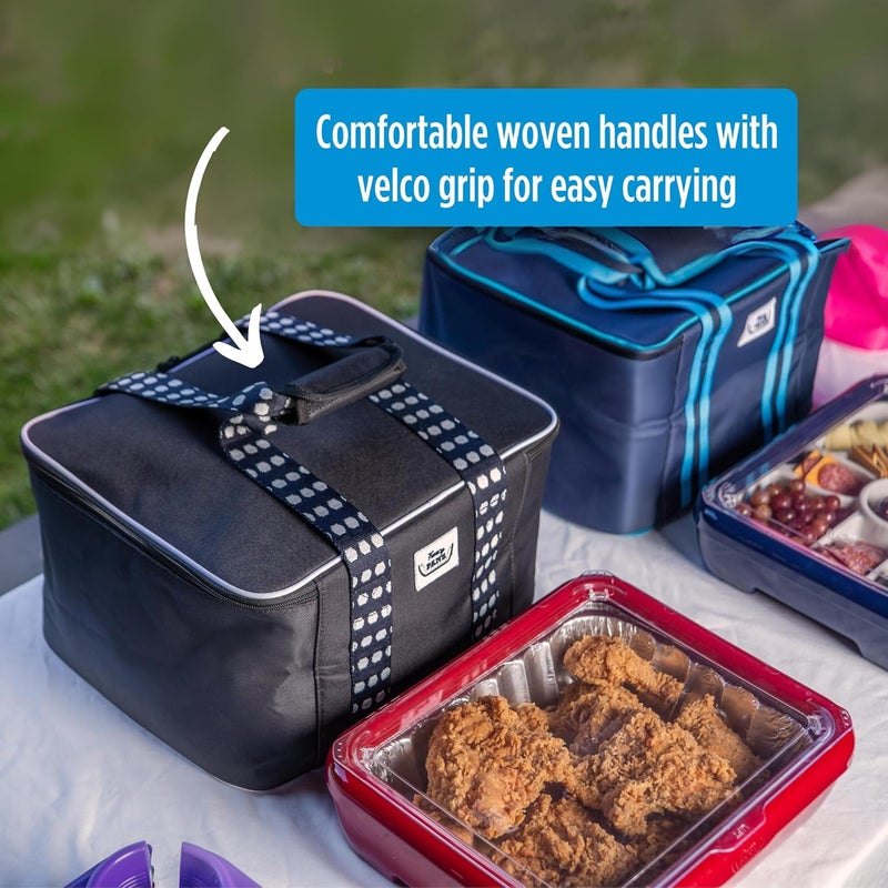 Fancy Panz - Navy Blue Insulated Casserole Carrier Bag - Insulated Thermal Bags for Hot & Cold Food Holds 2 Standard Size - 2 Pockets - Food Container - Hosting Essentials - Image 4