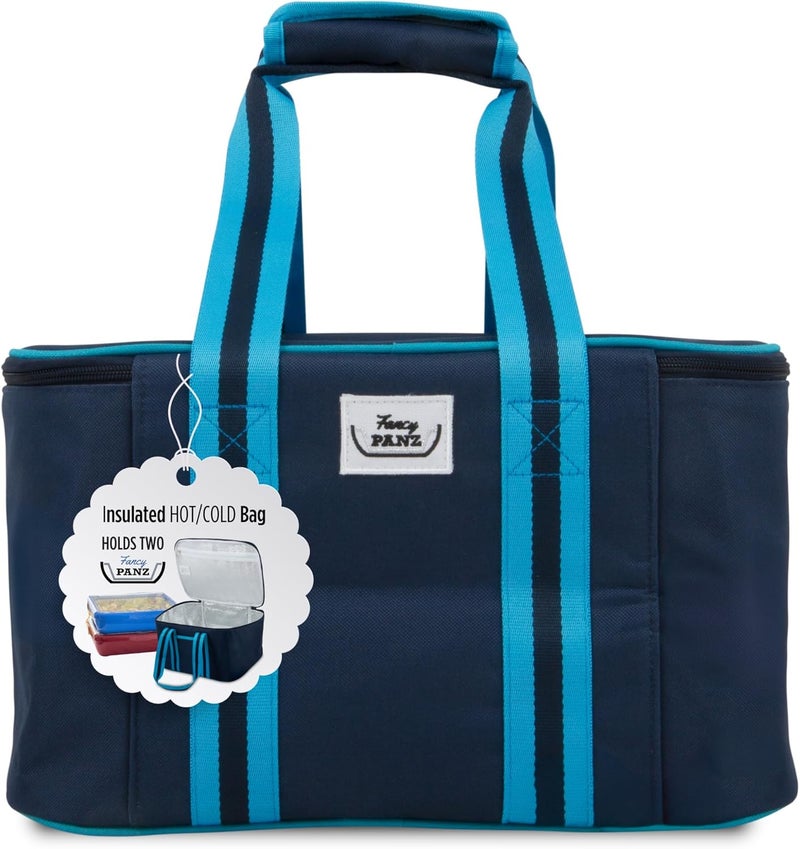 Fancy Panz - Navy Blue Insulated Casserole Carrier Bag - Insulated Thermal Bags for Hot & Cold Food Holds 2 Standard Size - 2 Pockets - Food Container - Hosting Essentials - Image 1
