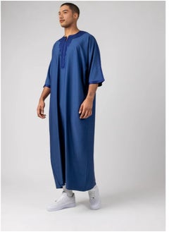 xozgdovg Sleeve Embroidery National Style Men's Robe Side Pocket  - Image 1