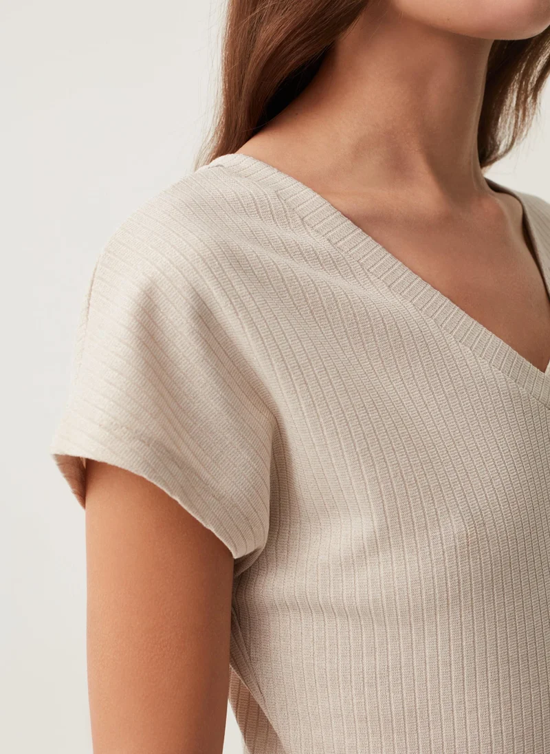 Ovs Ovs Flat Ribbed T-Shirt With Lurex