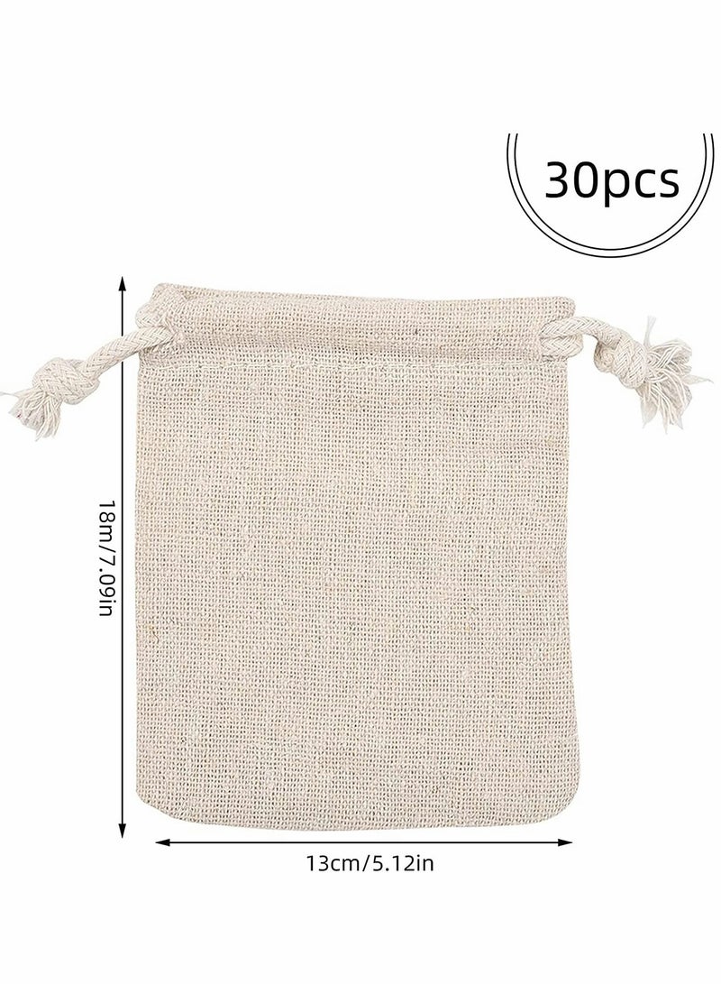 KASTWAVE 30Pcs Cotton Gift Bags Biodegradable Bags with Drawstring Diy Craft Gift Bags Burlap Canvas Pouches Bags Sack Drawstring Wedding Party Favor Jewellery Pouches Storage Wrap Gift Bags - Image 4