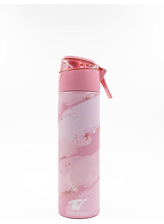 إيروريكس زجاجة مياه وردية بدون درزات مع بخاخ وعزل مزدوج من الفولاذ المقاوم للصدأ مانعة للتسرب آمنة للأطفال بسعة 600 مل - Image 1