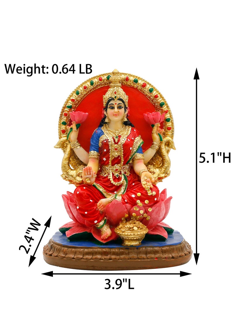 alikiki Indian Lakshmi Idol Statue - 5.1”H Hindu Goddess Laxmi MATA Murti India Pooja Item Home Office Temple Mandir Shrine Altar Diwali Puja Spiritual Decor Ideal Gifts for Indian Friend Relative - Image 5