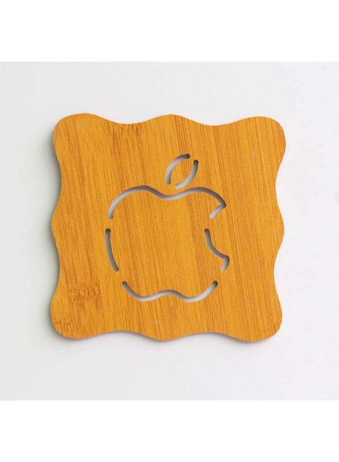 Wholesale Household Wooden Dish Anti-scalding Mat Kitchen Table Tray Bowl Coaster Padded Dining Table Non-slip Heat Insulation Mat-Color:Square Notch Apple  - Image 1