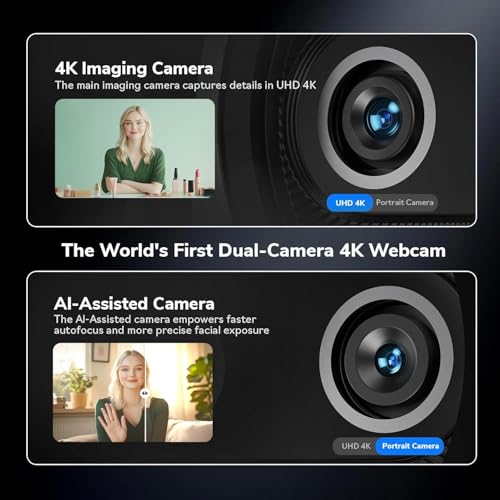 EMEET Piko Piko Plus Worlds 1st DualCamera AIPowered 4K Webcam 1255 Sony Sensor 3 Mics3 Sound Modes Panda Magnetic Privacy Cover USB CCCA Ideal for Livestreamers - Image 3