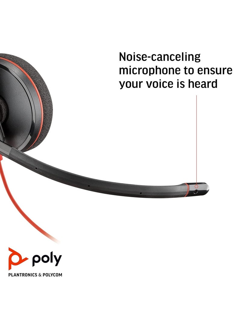 سماعة رأس Blackwire 3215 أحادية الأذن بمنفذ USB-A - ميكروفون عازل للضوضاء، معادل ديناميكي، اتصال USB-A/USB Type-C/3.5 مم، على الأذن (أحادية الأذن)، عصابة رأس معدنية خفيفة الوزن، وسائد أذن إسفنجية، متوافقة مع Windows 10/11 وmacOS، حماية صوتية، وزن 87 جرام (مع كابل) | 80S06A6 - Image 5