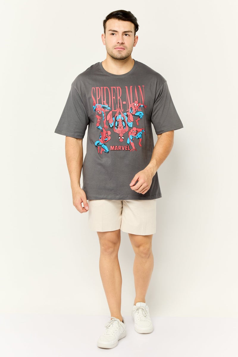 MARVEL Men Crew Neck Short Sleeves Graphic Print T-Shirt, Grey - Image 2