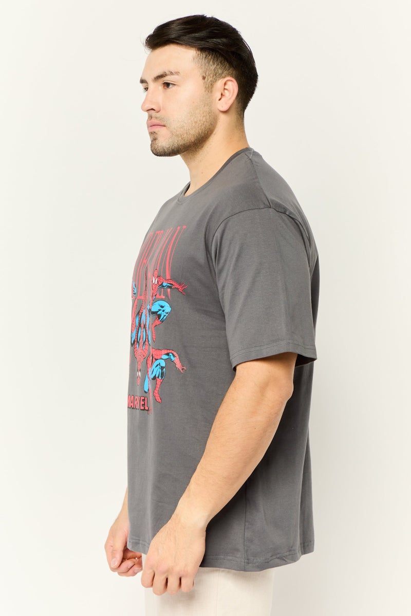 MARVEL Men Crew Neck Short Sleeves Graphic Print T-Shirt, Grey - Image 3
