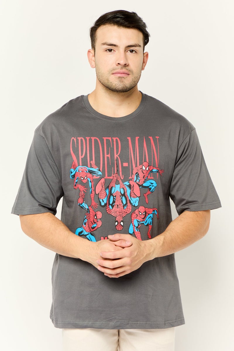 MARVEL Men Crew Neck Short Sleeves Graphic Print T-Shirt, Grey - Image 1