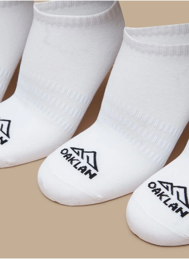 OAKLAN Men's Logo Print Ankle Length Sports Socks - Set of 5
