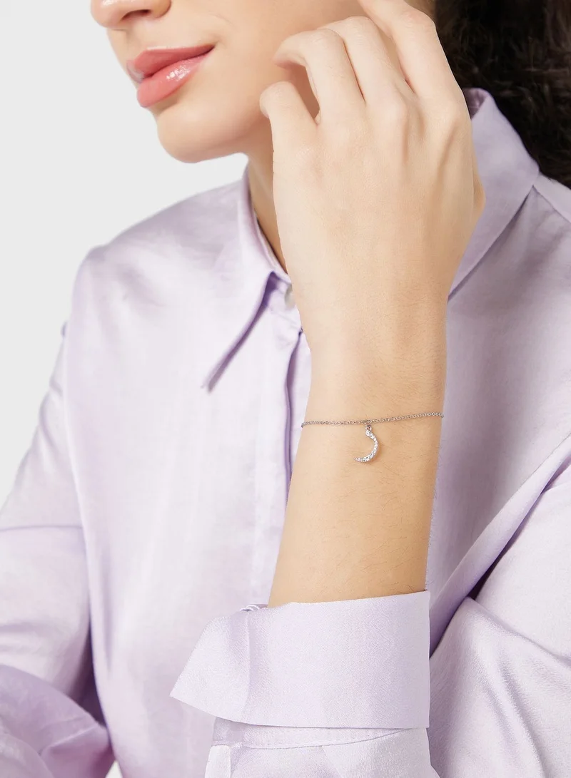 Khizana Cz Arabic Initial "R" Charm Bracelet