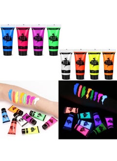 Aikanbo UV Glow Black Light Neon Face and Body Paint, 8 Tubes of 10ml Glow in the Dark Body Paint Each, Neon Fluorescent Glow in the Dark Party Supplies (Contains 6 Brushes and Palette)  - Image 5