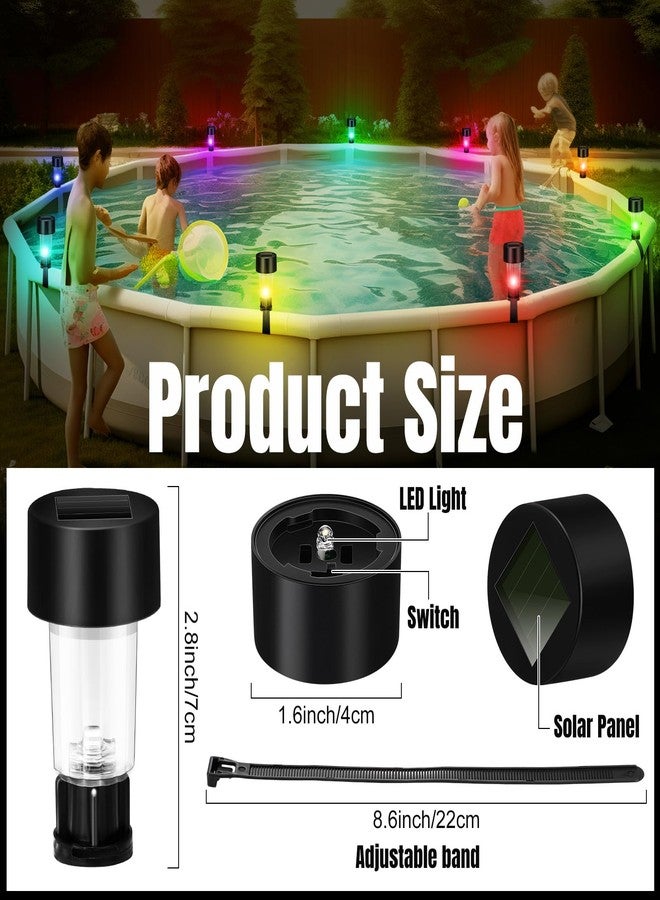 Baquler Pool Solar Lights for Framed Above Ground Pools Waterproof Solar Light Outdoor Swimming Pool Fence Decorations Pool Accessories Night Lights (Colorful Light,8 Pcs) - Image 2